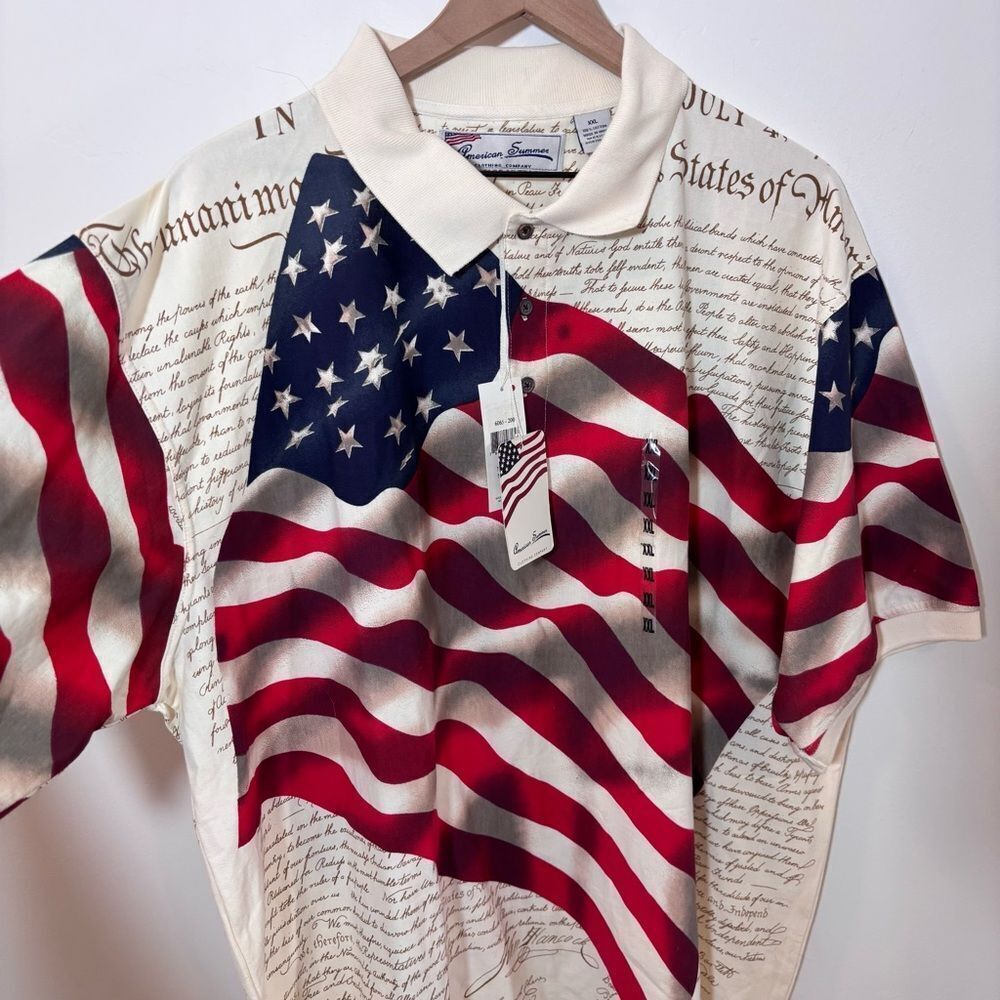 American Summer Declaration of Independence American Flag Polo NEW Size XXL - Picture 5 of 12